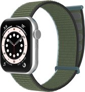 Strap-it Nylon Loop band - Geschikt voor Apple Watch bandje - Series 1/2/3/4/5/6/7/8/9/SE - Olijfgroen - Nylon bandje met klittenband - Stof iWatch bandje voor maat: 38 mm 40 mm 41 mm