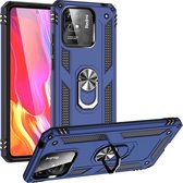 Mobigear Hoesje geschikt voor Xiaomi Redmi 10C Telefoonhoesje Hardcase | Mobigear Armor Ring Backcover Shockproof met Ringhouder | Schokbestendig Redmi 10C Telefoonhoesje | Anti Shock Proof - Blauw