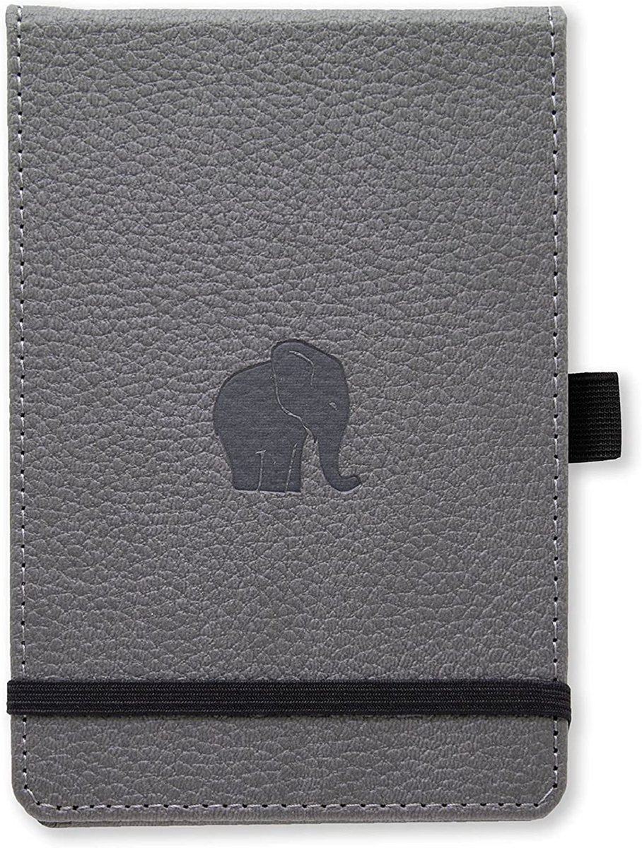 Dingbats* Wildlife A6 Notitieboek - Grey Elephant Lijntjes - Bullet Journal met 100 gsm Inktvrij Papier - Schetsboek met Harde Kaft, Binnenvak, Elastische Sluiting en Bladwijzer