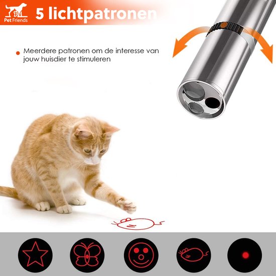 Jouet pointeur laser pour chat - Garanti 2 ans - Rouge métallisé