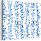 Wanddecoratie Metaal - Aluminium Schilderij Industrieel - Bloemen - Anemoon - Blauw - Patroon - 40x30 cm - Dibond - Foto op aluminium - Industriële muurdecoratie - Voor de woonkamer/slaapkamer