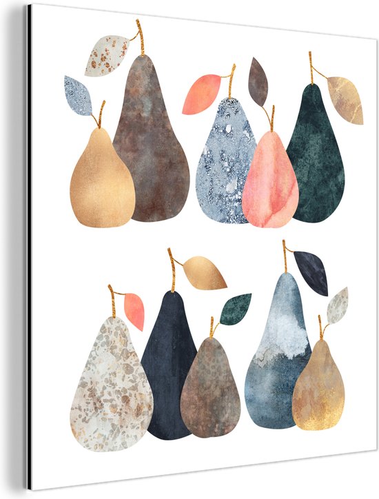 Décoration murale Métal - Aluminium Peinture Industrielle - Poire - Pastel - Fruit - Design - 90x90 cm - Dibond - Photo sur aluminium - Décoration murale industrielle - Pour le salon / chambre
