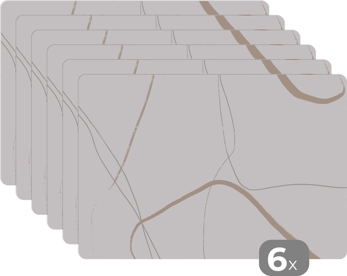 Placemat - Abstract - Line art - Minimalisme - Onderleggers - Placemats - 45x30 cm - 6 stuks