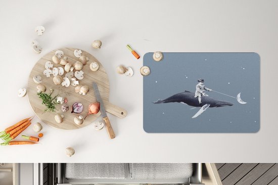 Set de Table - Enfant - Lune - Baleine - Ciel Etoilé - Rétro - Napperons de Table - Dessous de Verre - Table - 45x30 cm - 6 pièces