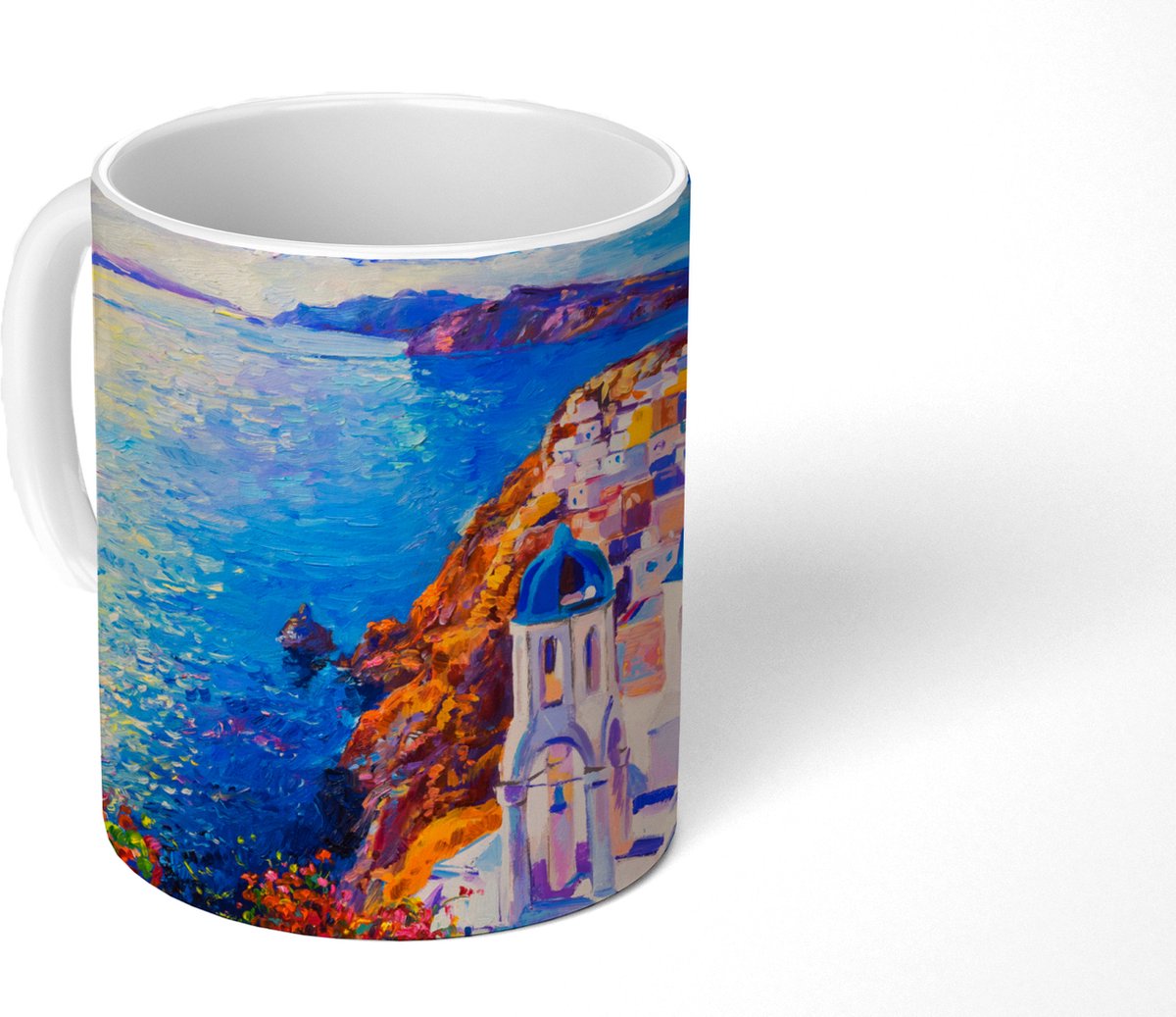 Mok - Koffiemok - Schilderij - Griekenland - Water - Olieverf - Mokken - 350 ML - Beker - Koffiemokken - Theemok