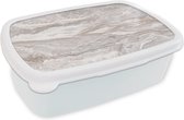Broodtrommel Wit - Lunchbox - Brooddoos - Marmer - Stenen - Roze - Textuur - 18x12x6 cm - Volwassenen