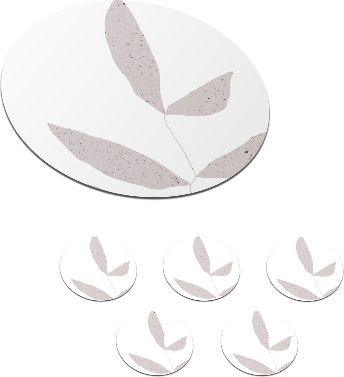 Onderzetters voor glazen - Rond - Bladeren - Design - Pastel - 10x10 cm - Glasonderzetters - 6 stuks