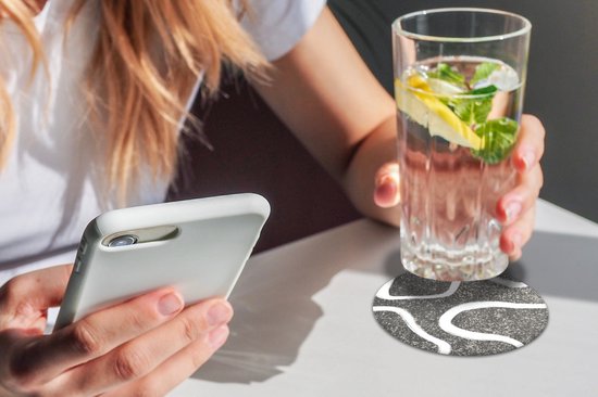 Sous-verres pour verres - Rond - Abstrait - Minimalisme - Design - 10x10 cm - Sous-verres en verre - 6 pièces