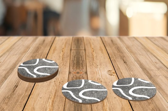 Sous-verres pour verres - Rond - Abstrait - Minimalisme - Design - 10x10 cm - Sous-verres en verre - 6 pièces