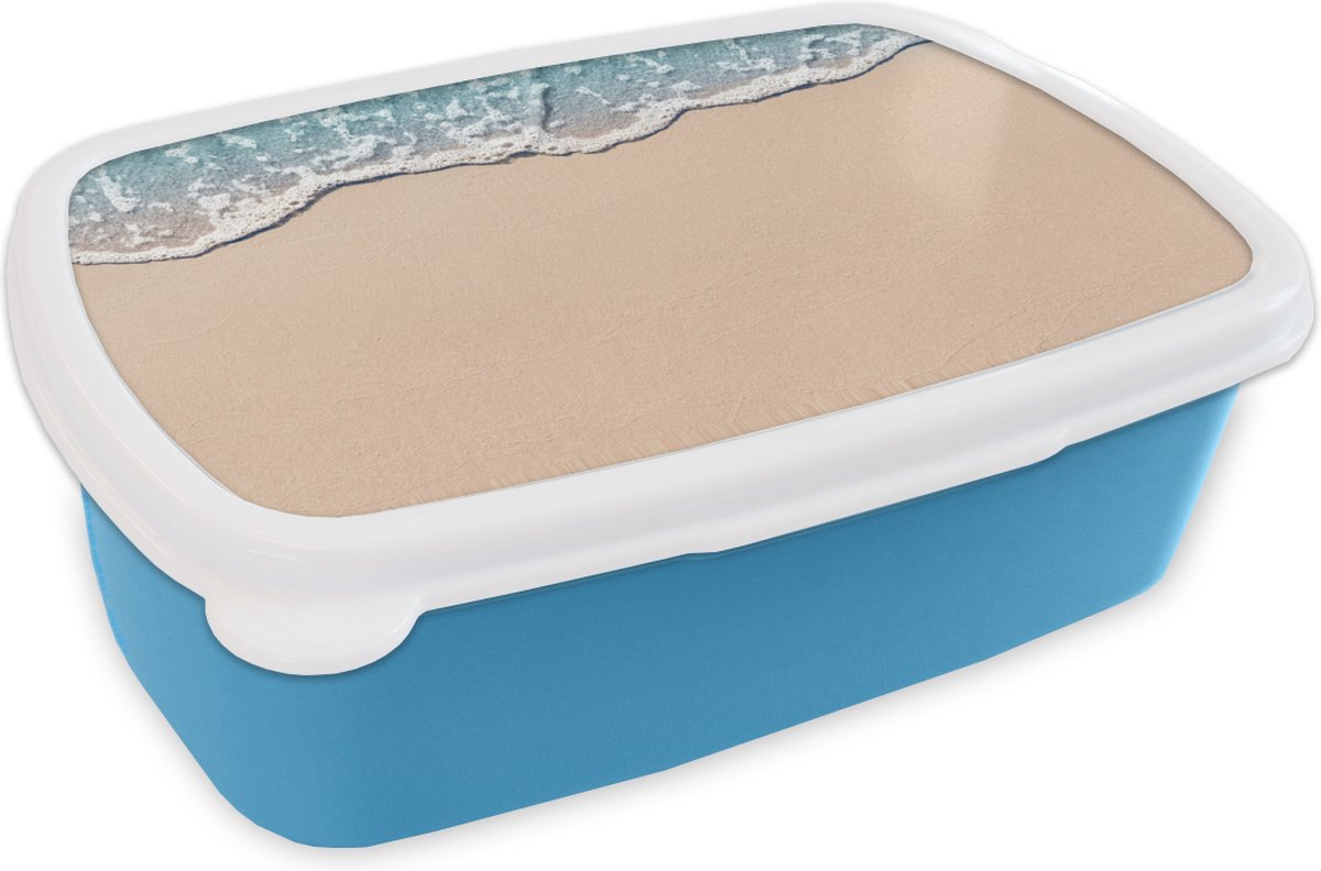 Broodtrommel Blauw - Lunchbox - Brooddoos - Strand - Zee - Zand - 18x12x6 cm - Kinderen - Jongen