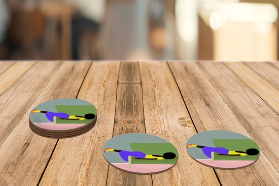 Sous-verres pour verres - Rond - Femme - Minimalisme - Design - 10x10 cm - Sous-verres en verre - 6 pièces