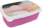 Broodtrommel Roze - Lunchbox - Brooddoos - Verf - Abstract - Design - 18x12x6 cm - Kinderen - Meisje