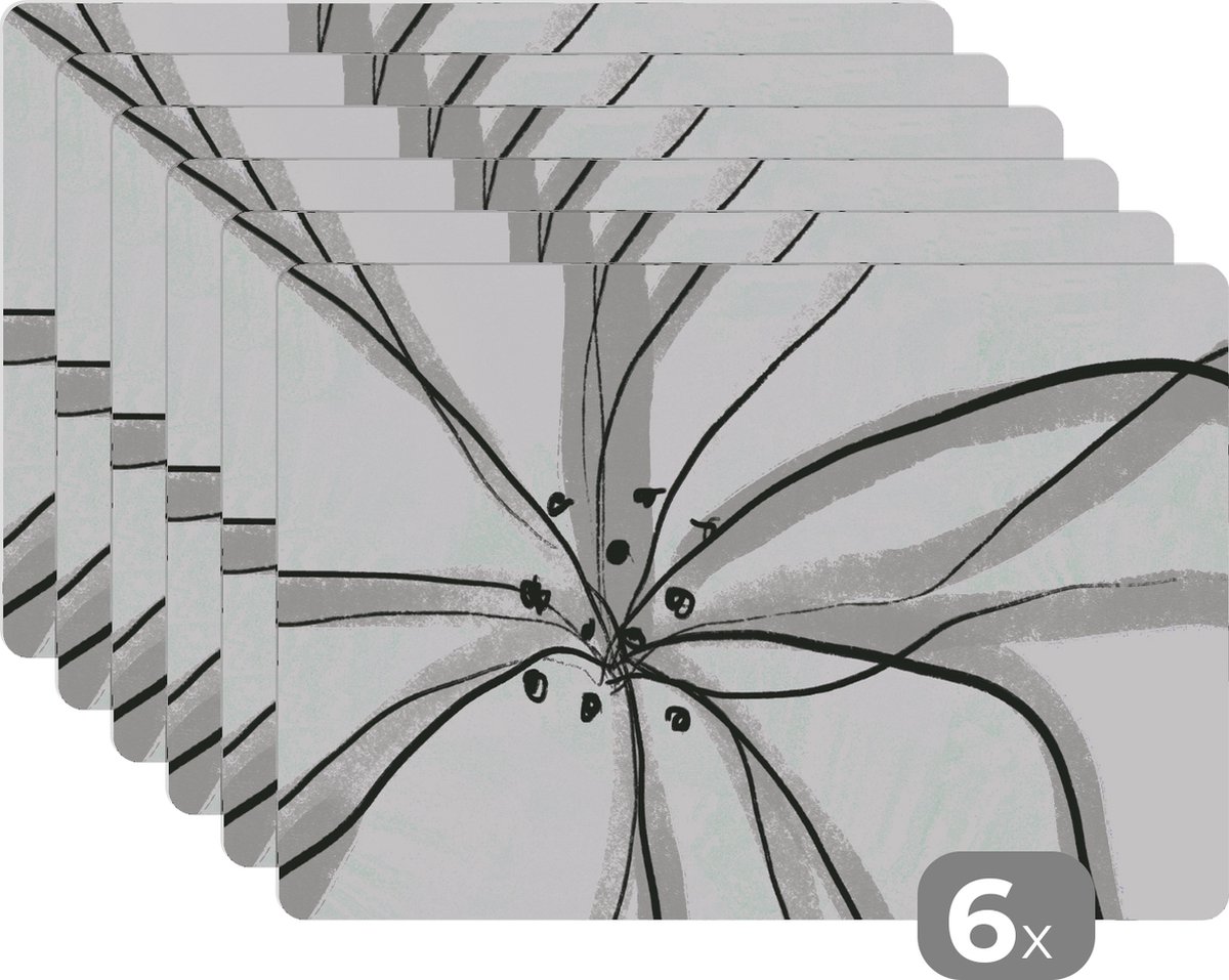 Placemat - Pastel - Bloem - Abstract - Tafel - Placemats - Onderleggers - 45x30 cm - 6 stuks