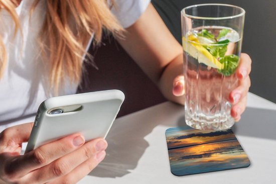 Sous- Sous-verres pour verres - Mer - Horizon - Couleurs - 10x10 cm - Sous-verres en verre - 6 pièces