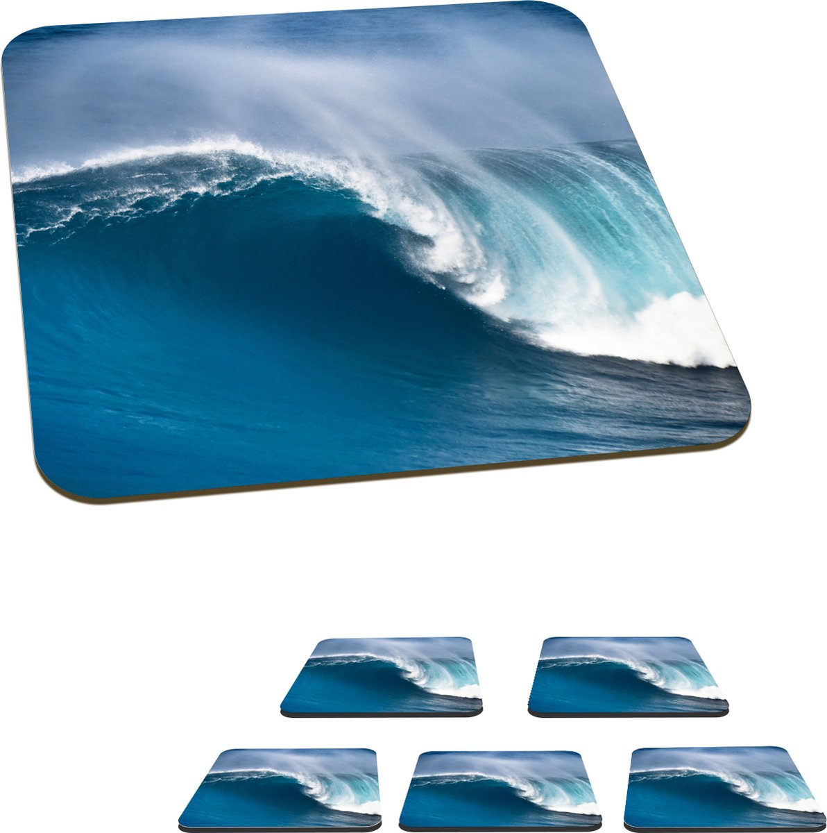 Onderzetters voor glazen - Zee - Golf - Hawaii - 10x10 cm - Glasonderzetters - 6 stuks