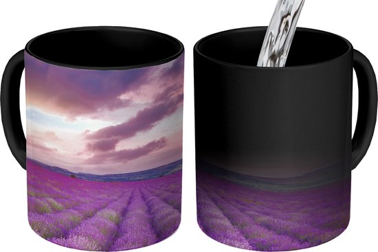 Mug Magique - Photo sur Mugs Chauffants - Tasse à Café - Lavande - Violet - Nuages - Fleurs - Mug Magic - Tasse - 350 ML - Tasse à Thé