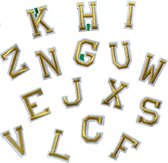 Goude letters alfabet 26 stuks - Strijk Embleem - Stof Applicatie - Geborduurd - Kleding - Badges - Schooltas - Strijkletters - Patches - Iron On - Glue
