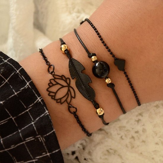 WiseGoods Luxe Gothic Armbanden Set - Armband Cadeau - Sieraad Armbandje - Design Armbandjes - Sieraden - Accessoires Kleding 4st