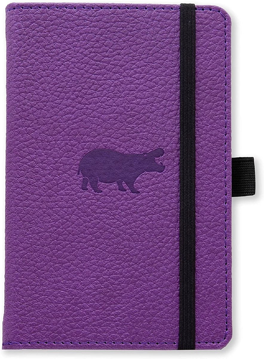 Dingbats* Wildlife A6 Notitieboek - Purple Hippo Blanco - Bullet Journal met 100 gsm Inktvrij Papier - Schetsboek met Harde Kaft, Binnenvak, Elastische Sluiting en Bladwijzer