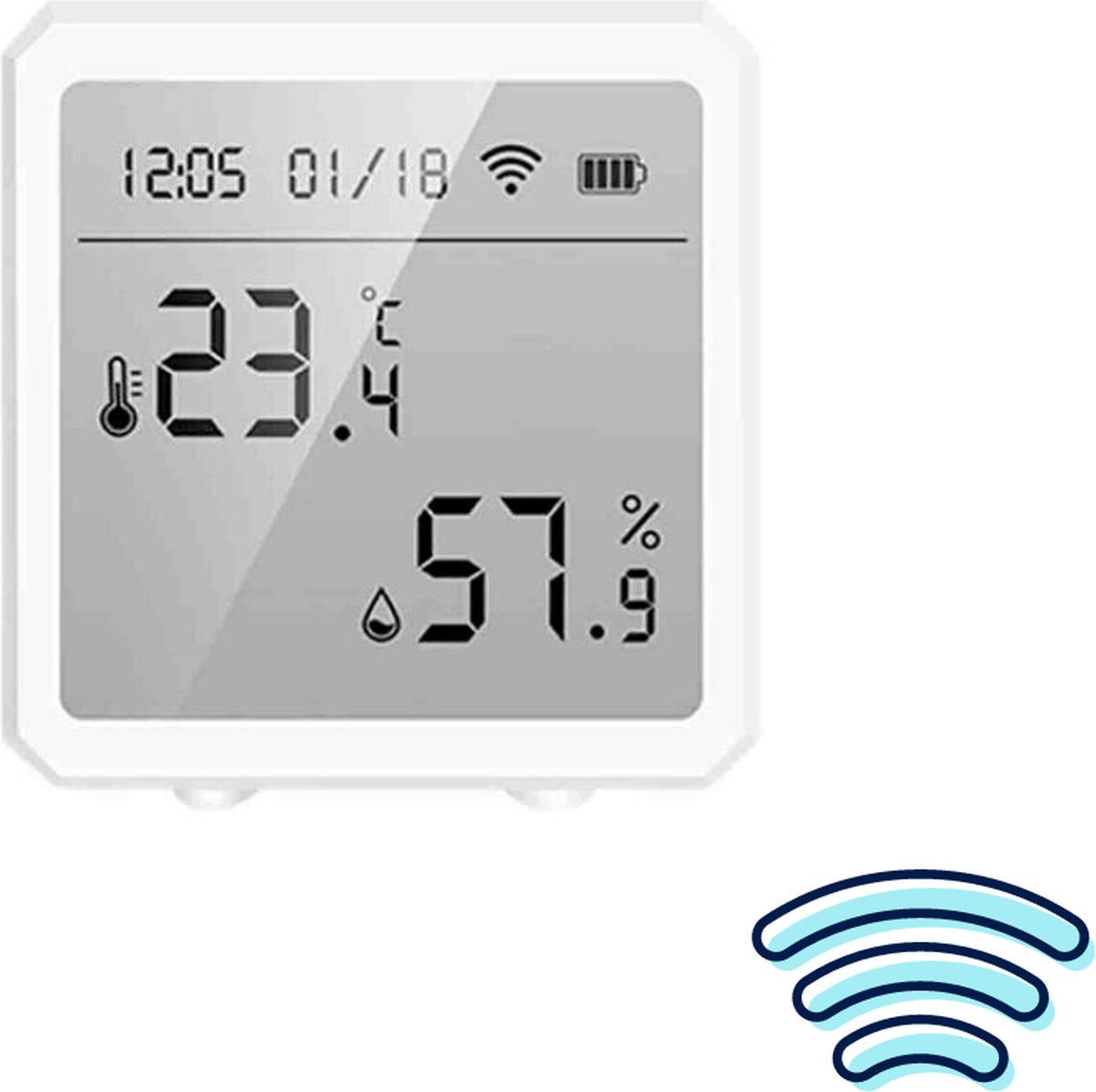Currero Kamerthermometer - Thermometer Binnen - Weerstation - Thermo Hygrometer - Met Buitensensor - Werkt op Alexa en Google Home