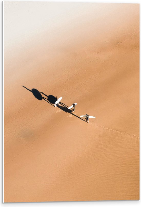 WallClassics - Plaque Mousse PVC - Groupe de Surfeurs sur la Plage - Photo 40x60 cm sur Plaque Mousse PVC (Avec Système d'accrochage)