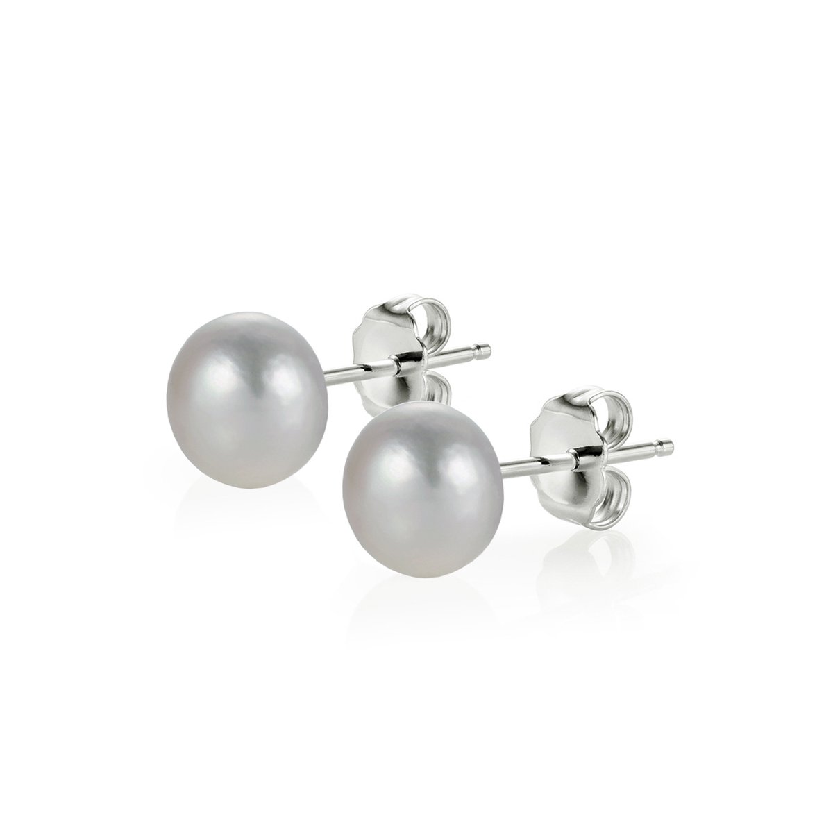 PROUD PEARLS® zilveren pareloorbellen knopjes grijze parels medium