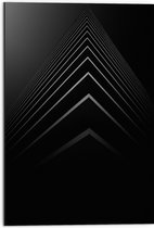 WallClassics - Dibond - Stapel Zwarte Abstracte Platen - 50x75 cm Foto op Aluminium (Wanddecoratie van metaal)