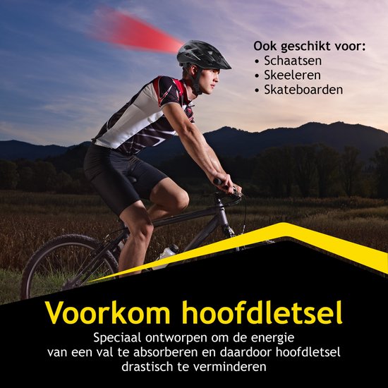 Casque de vélo Dunlop - Réglable de 58 à 61 CM - Taille L - avec LED- Siècle des Lumières - Mode 3 lumières - Zwart