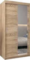 InspireMe - Kledingkast met 2 schuifdeuren, Modern-stijl, Kledingkast met planken (BxHxD): 100x200x62 - TORM II 100 Sonoma Eik