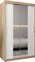 InspireMe - Kledingkast met 2 schuifdeuren, Modern-stijl, Kledingkast met planken (BxHxD): 120x200x62 - TORM I 120 Sonoma Eik + Wit Mat