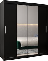 InspireMe - Kledingkast met 2 schuifdeuren, Modern-stijl, Kledingkast met planken (BxHxD): 180x200x62 - TORM I 180 Zwart Mat