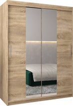 InspireMe - Kledingkast met 2 schuifdeuren, Modern-stijl, Kledingkast met planken (BxHxD): 150x200x62 - TORM I 150 Sonoma Eik