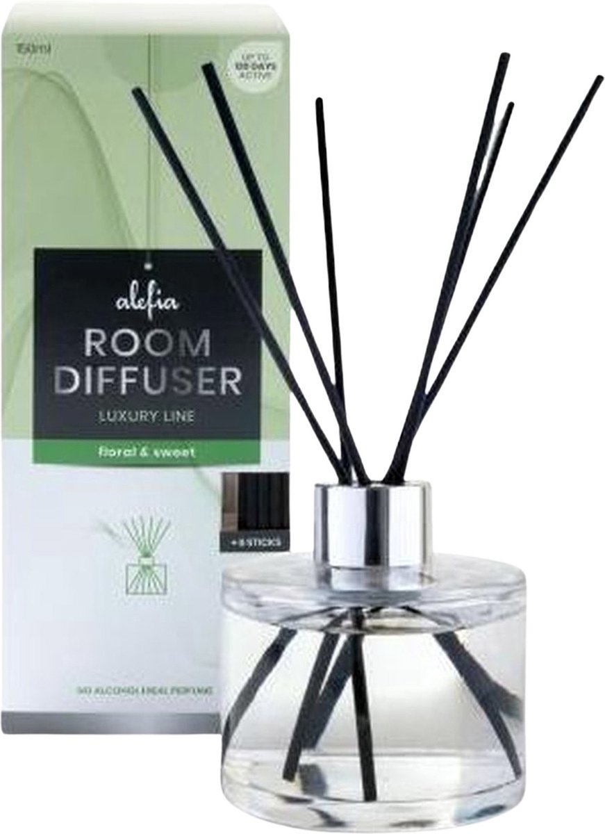 Alefia | Geurstokjes | Huisparfum van 150 ml in de geur Floral & Sweet - Luxury Home Perfumes