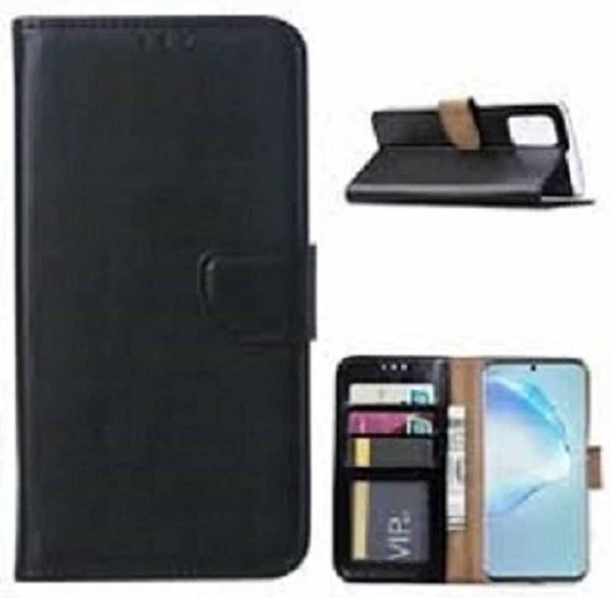 Samsung S20 Hoesje Met Pasjeshouder Bookcase Zwart
