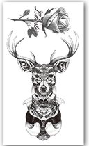 GlittersXL - Temporary Tattoo Hert/Roos (11x6cm) [Neptattoo - Tijdelijke tatoeage - Nep Fake Tattoos - Water overdraagbare festival sticker henna outfit tattoo - Glitter tattoo - Volwassenen Kinderen Jongen Meisje]