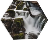 WallClassics - PVC Schuimplaat Hexagon  - Watervallen onder de Brug - 60x52.2 cm Foto op Hexagon (Met Ophangsysteem)