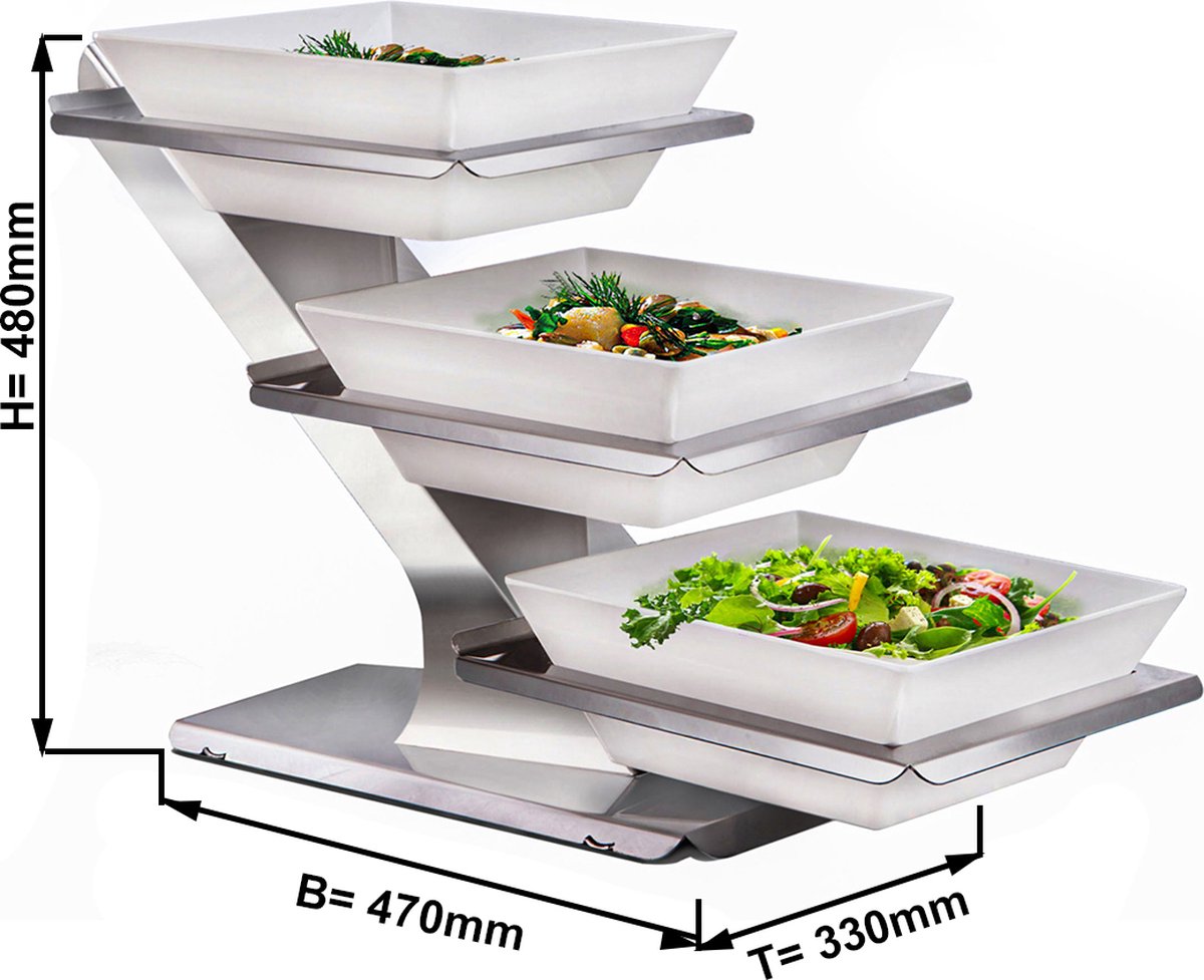 Etagère / Buffethouder - incl. 3 melamine schalen | GGM Gastro