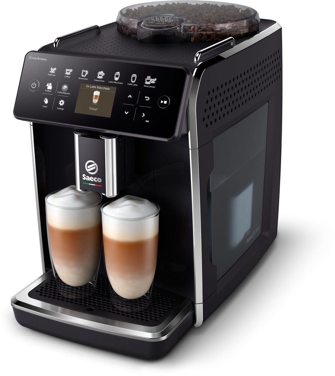 Saeco SM6480/00 - Volautomatische koffiemachine - Zwart - Zilverkleurig - 1500W - 15 bar - 300g bonenreservoir - 1,8 L