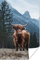 Poster Schotse hooglander - Berg - Landschap - Bomen - Koe - Natuur - 120x180 cm XXL
