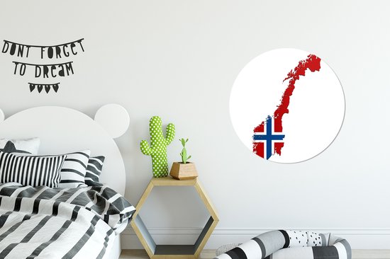 Illustration de la Norvège dans la couleur du drapeau Sticker mural cercle mural 50x50 cm / cercle papier peint / cercle mural / cercle vivant - autocollant & coupe ronde