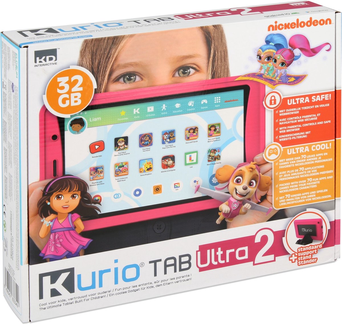 Kurio TAB Ultra - Kindertablet - Ouderlijk toezicht - 100% Kids Proof - Paw Patrol - 7 inch - 32 GB - Android 10 GO - Roze