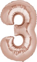Ballonnen - Cijfer - Rosé Goud - Cijfer 3 - XL 80cm