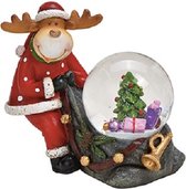 Wurm - Sneeuwbol - Kerst - Rendier trekt zak cadeaus en kerstboom - 10x6x8 cm
