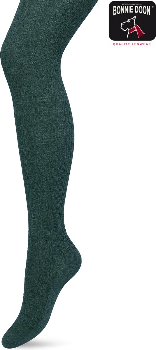 Bonnie Doon Bio Kabel Maillot Meisjes Donker Groen maat 164/182 L - Ingebreid Kabel patroon - Biologisch Katoen - Uitstekend draagcomfort - Classic Cable Tights - OEKO-TEX - Winter - Warm - Klassiek - Donkergroen - Trekking Green - BP213901.380