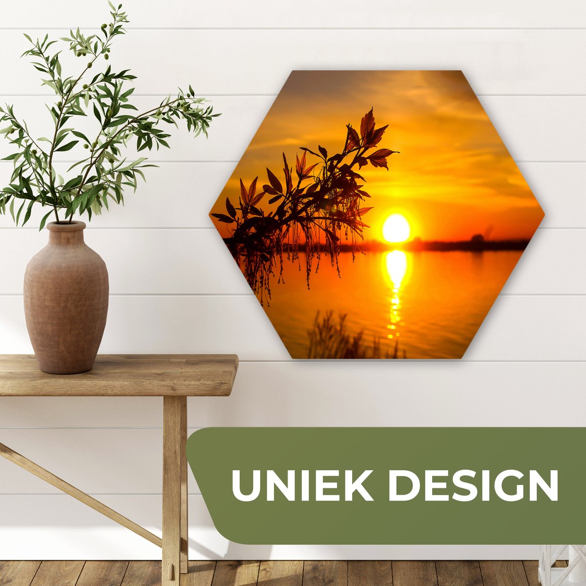 Fond Scintillant TSWC - Panneau Mural Hexagone Luxe - Coucher De Soleil Rouge - 6, 7 Ou 8 Pieds - Paillettes