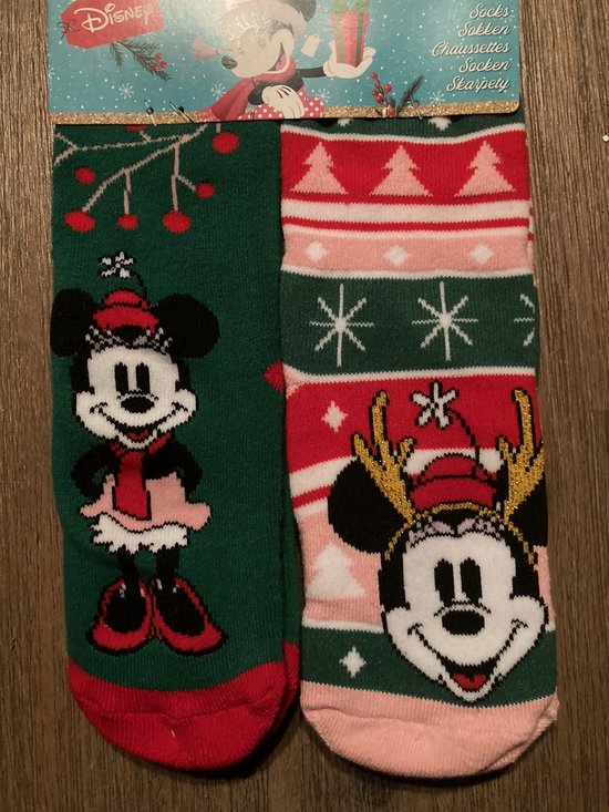 Chaussettes de Noël Disney pour enfants - Chaussettes Mini Mouse - Chaussettes Mickey Mouse - Multipack - Taille 31-34