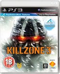 Jaquette du jeu Killzone 3 sur PlayStation 3, montrant un casque aux yeux lumineux et "PlayStation Move Features".