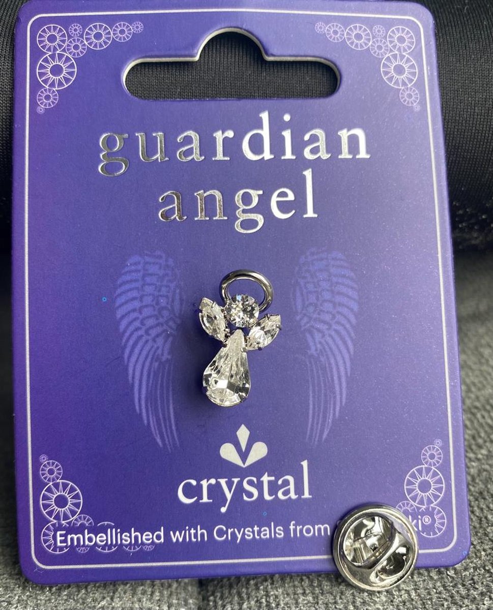 Bescherm engel- engeltje-kristal-opsteker-pin-liefdesengel-Swarovski