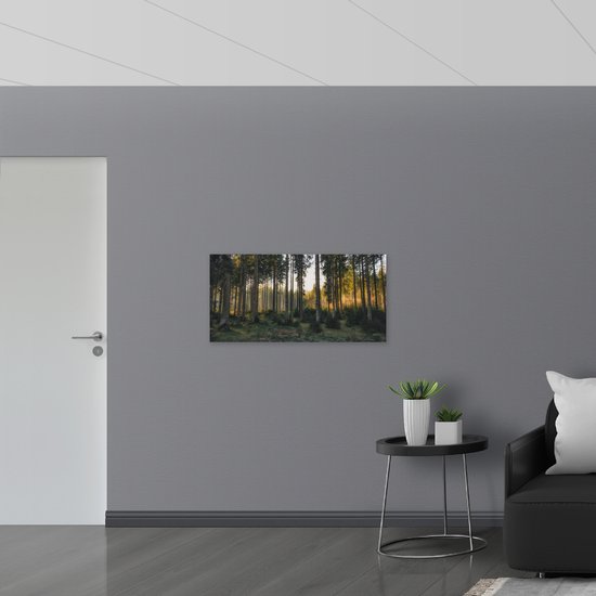 WallClassics - Poster (Matte) - Forêt avec petits et grands Arbres - 100x50 cm Photo sur Papier Poster d'aspect Mat