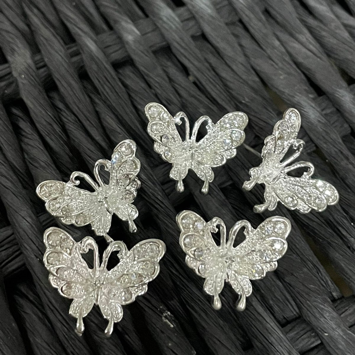 PaCaZa - Zilverkleurige Hairpins - Fonkelende Vlinder - Diamantjes - 5 stuks